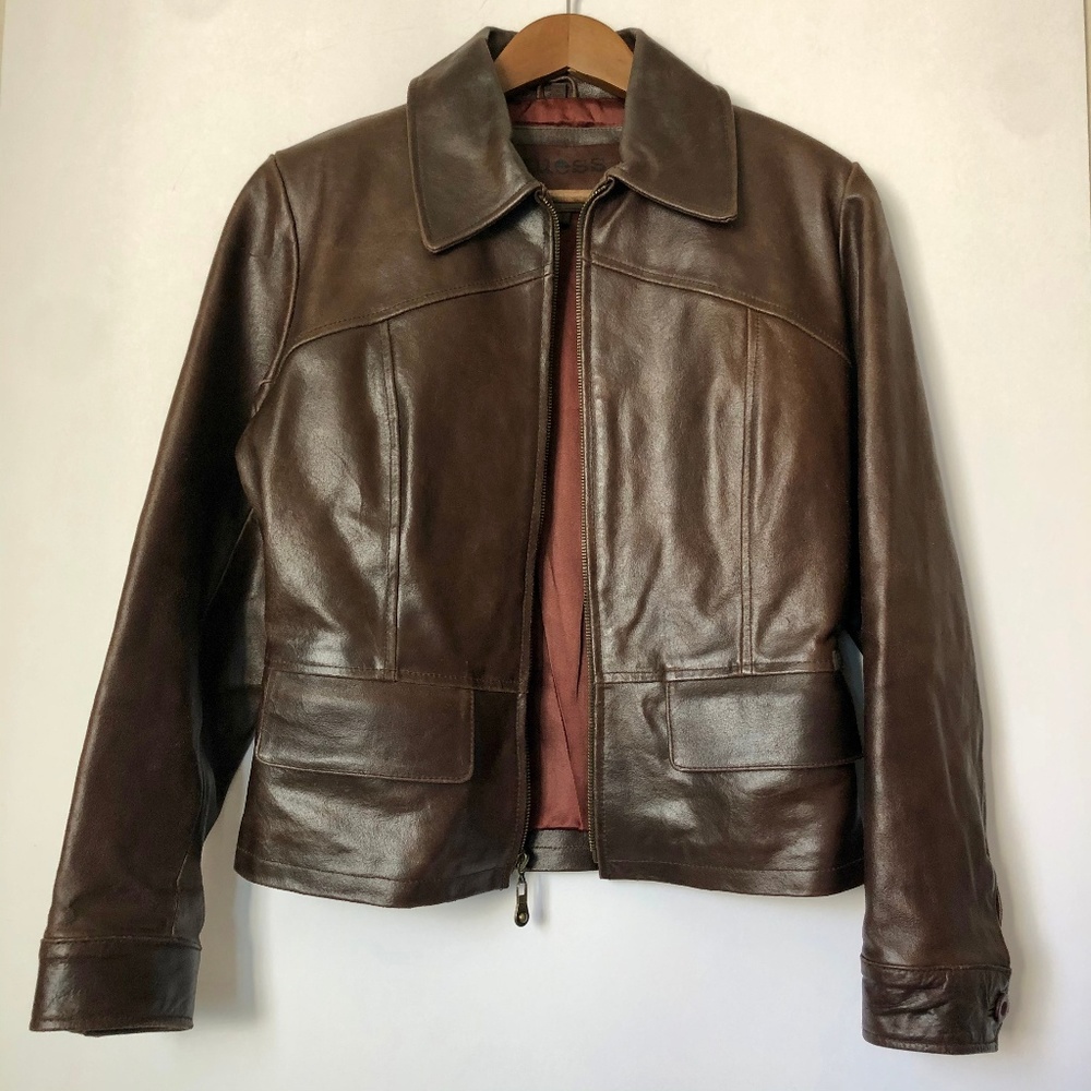 Vintage 100% Leather Guess Women's Jacket